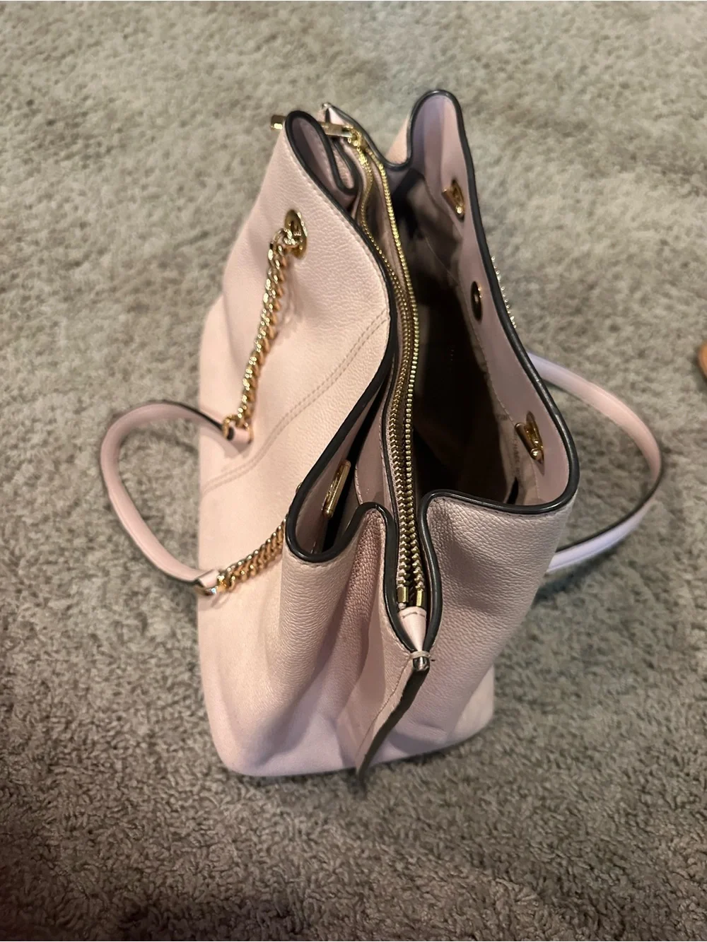 MICHAEL KORS Pale Pink Pebbled Leather Chain-Handle Shoulder Bag